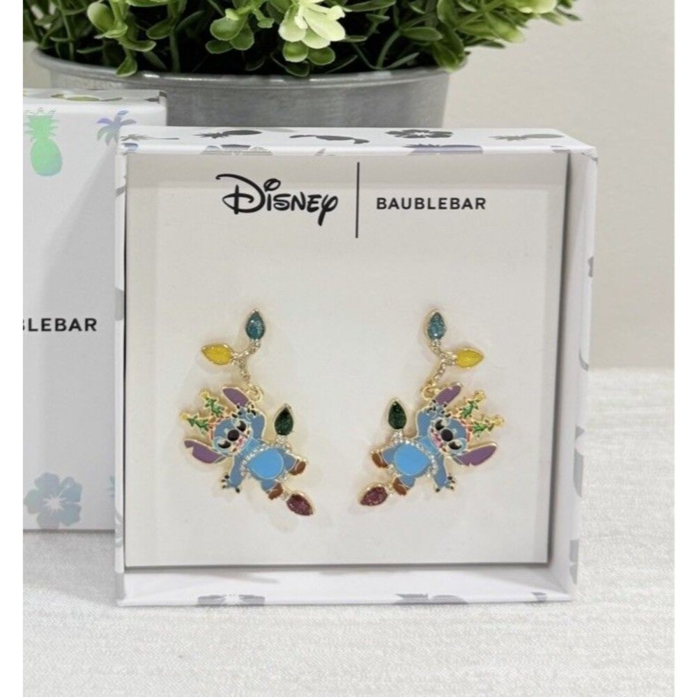 Disney BaubleBar Stitch Christmas Lights Earrings Jewelry NIB